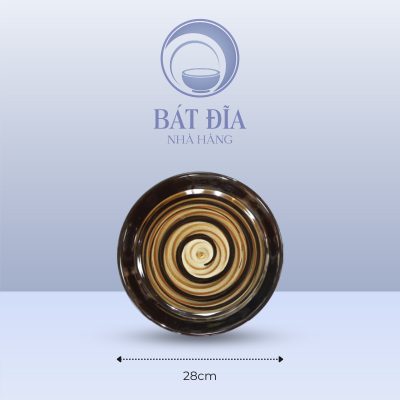 Đĩa Tròn Men Nâu Quét - 28cmx3.5cm