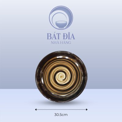 Đĩa Tròn Men Nâu Quét - 30.5cmx4cm