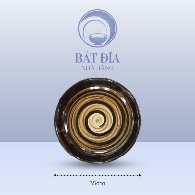 Đĩa Tròn Men Nâu Quét - 35cmx4.2cm