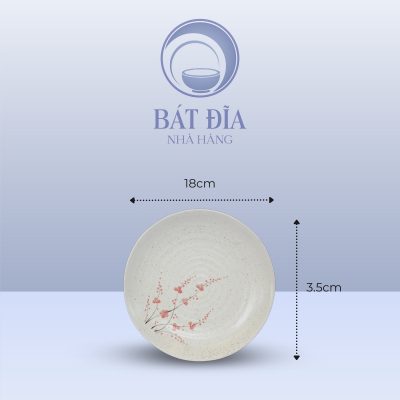 Kích Thước Đĩa Tròn Sâu Lòng Men Gốm Hoa Đào Đỏ