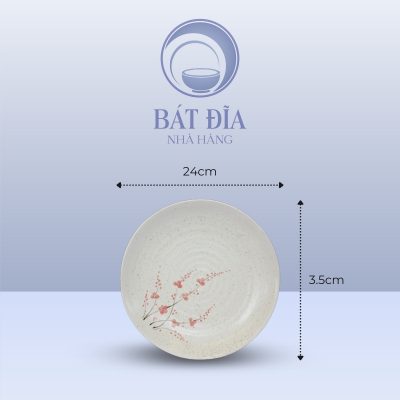Kích Thước Đĩa Tròn Sâu Lòng Men Gốm Hoa Đào Đỏ