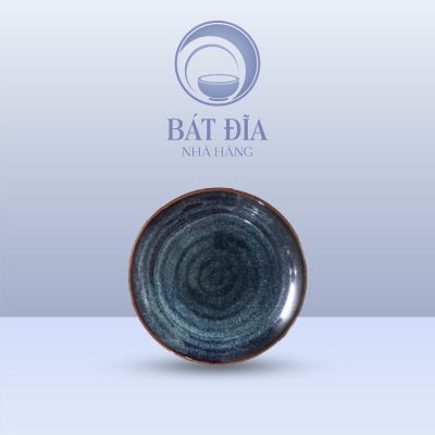 Đĩa Tròn Sâu Men Hỏa Biến Xanh