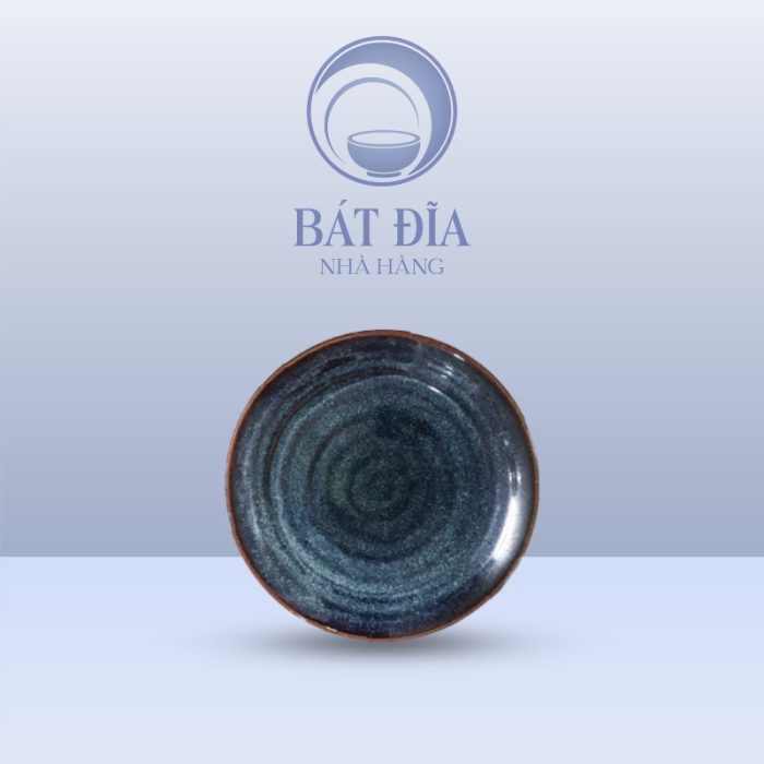 Đĩa Tròn Sâu Men Hỏa Biến Xanh