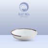 Đĩa Tròn Sâu Men Matt Trắng Kẻ Miệng