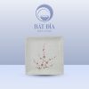Đĩa Vuông Vếch Men Gốm Hoa Đào Đỏ