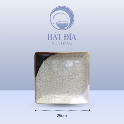 Đĩa Vuông Men Ba Màu - 25cmx2.5cm