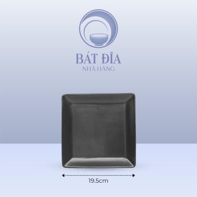 Đĩa Vuông Men Đen Matt - 19.5cmx2.3cm