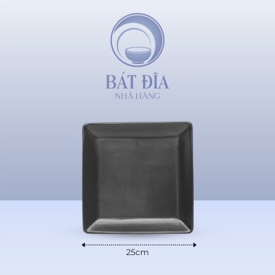 Đĩa Vuông Men Đen Matt - 25cmx2.5cm