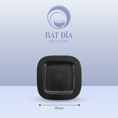 Đĩa Vuông Sâu Lòng Men Đen Matt - 17cmx3.5cm