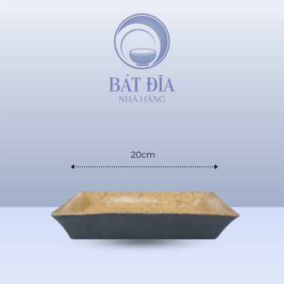Đĩa Vuông Sâu Lòng Men Gốm Nâu Đen - 20cmx4cm
