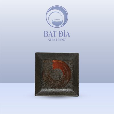 Đĩa Vuông Sâu Men Đen Nhật Quét Sơn