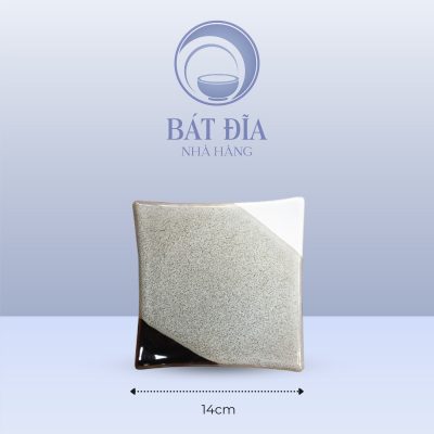 Đĩa Vuông Vếch Men Ba Màu - 14cmx2.5cm