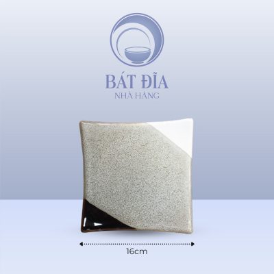 Đĩa Vuông Vếch Men Ba Màu - 16cmx3cm