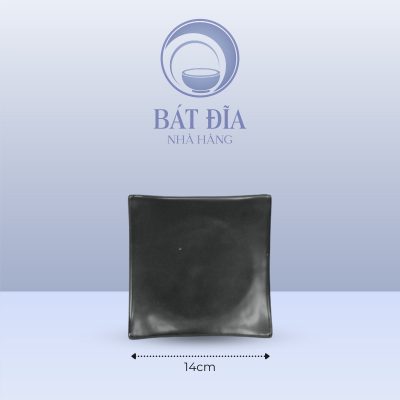 Đĩa Vuông Vếch Men Đen Matt - 14cmx2.5cm