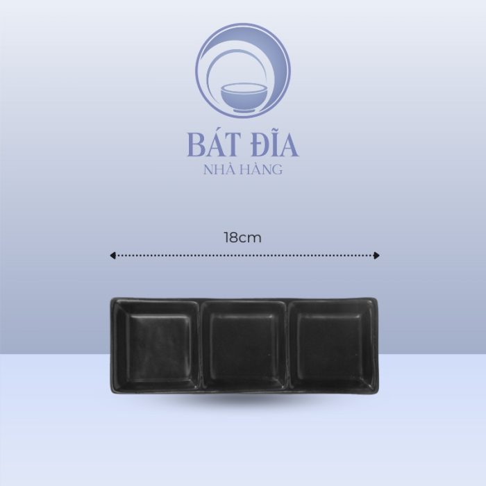 Kích thước Gia Vị 3 Ngăn Men Đen Matt