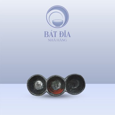 Gia Vị 3 Ngăn Tròn Men Đen Nhật Quét Sơn