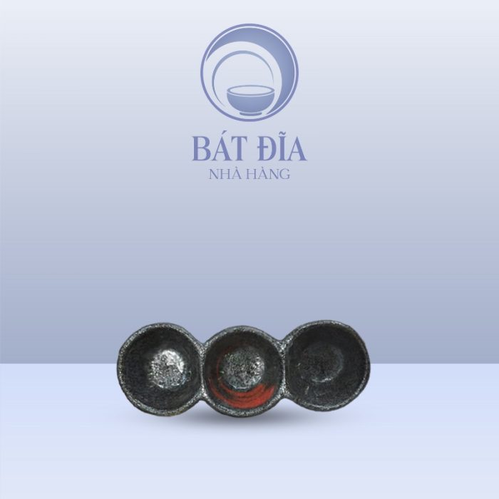 Gia Vị 3 Ngăn Tròn Men Đen Nhật Quét Sơn