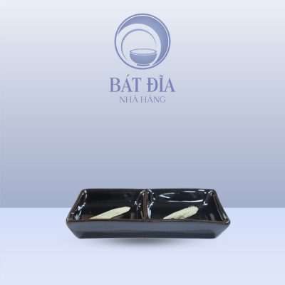 Gia Vị Chữ Nhật 2 Ngăn Men Nâu Quét