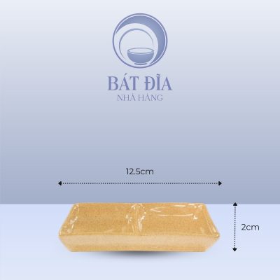 Kích Thước Gia Vị Chữ Nhật 2 Ngăn Men Sứ Vàng