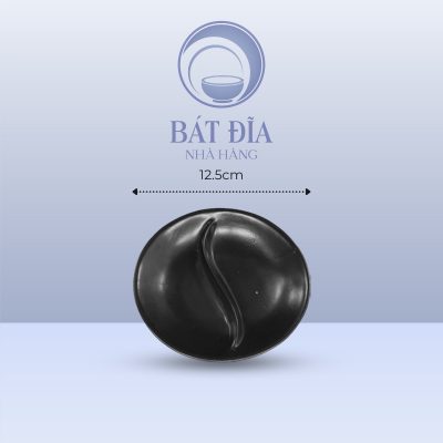 kích thước Gia Vị Oval 2 Ngăn Men Đen Matt