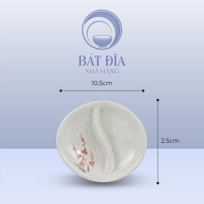 Kích Thước Gia Vị Oval 2 Ngăn Men Gốm Hoa Đào Đỏ