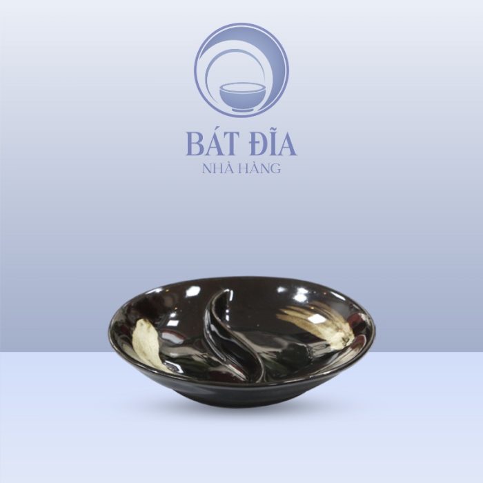 Gia Vị Oval 2 Ngăn Men Nâu Quét