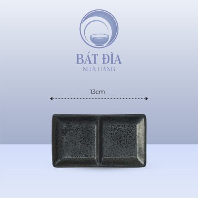 kích thước Gia Vị Vuông 2 Ngăn Men Đen Nhật Quét Sơn