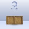 Gia Vị Vuông 2 Ngăn Men Gốm Nâu Đen