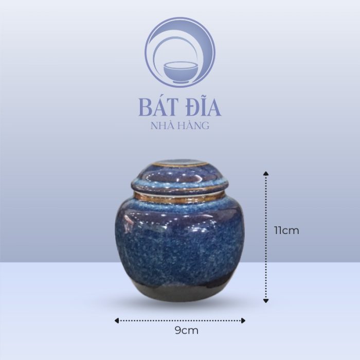 Kích thước Hũ Dáng Bầu Men Hỏa Biến Xanh