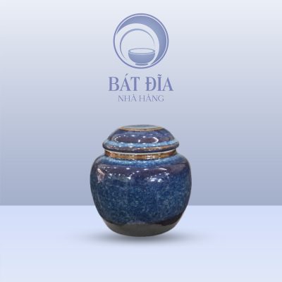 Hũ Dáng Bầu Men Hỏa Biến Xanh