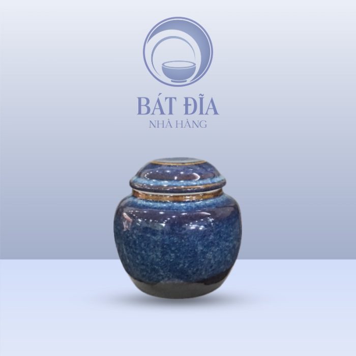 Hũ Dáng Bầu Men Hỏa Biến Xanh