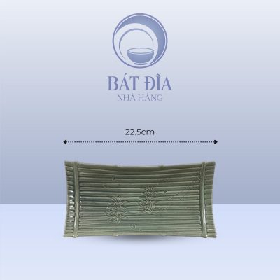 Khay Nan Tre Men Xanh Khắc Hoa Cúc - 22.5cmx15cmx7cm
