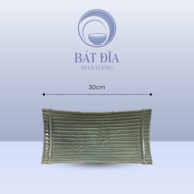 Khay Nan Tre Men Xanh Khắc Hoa Cúc - 30cmx15cmx7cm