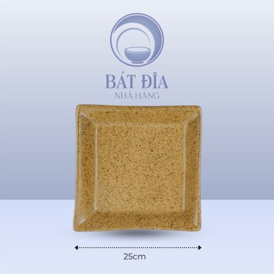 Khay Vuông Men Gốm Nâu Đen - 25cmx2.5cm