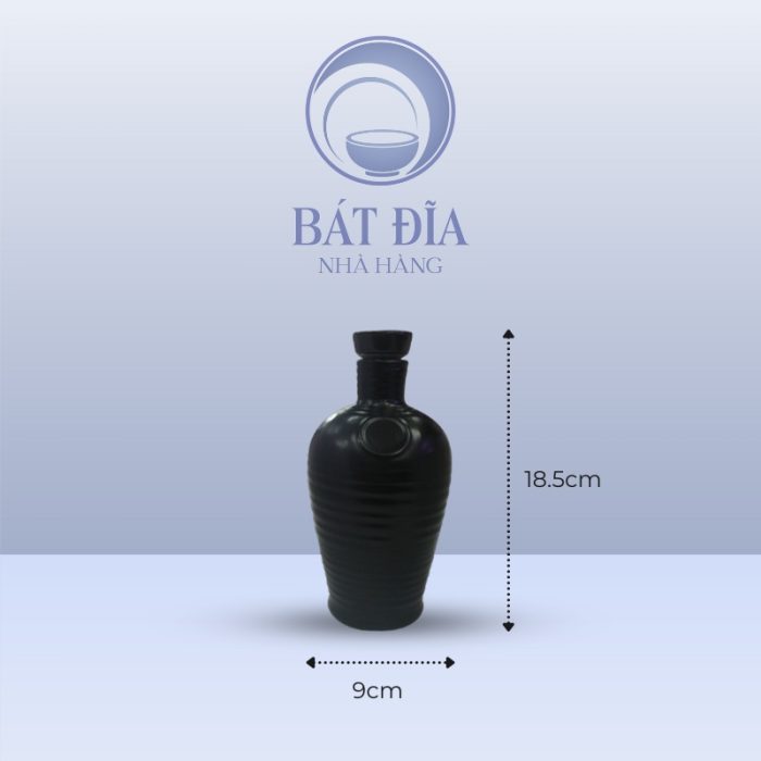 kích thước Nậm Rượu Men Đen Matt