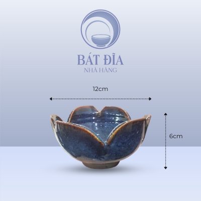 Kích thước Tô Cắt Miệng Hoa Men Hỏa Biến Xanh