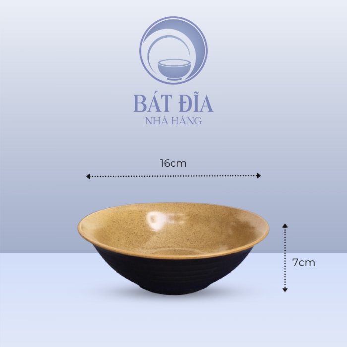 kích thước Tô Loe Men Gốm Nâu Đen