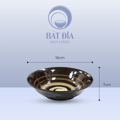 Tô Loe Men Nâu Quét - 16cmx7cm