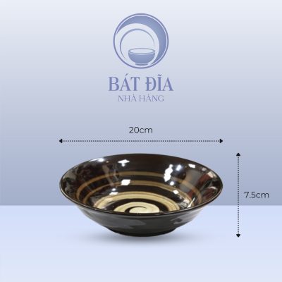 Tô Loe Men Nâu Quét - 20cmx7.5cm