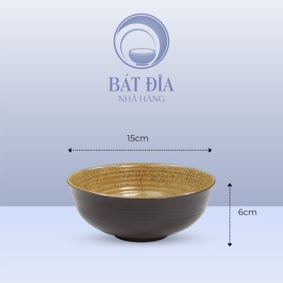 Tô Nông Men Gốm Nâu Đen - 15cmx6cm