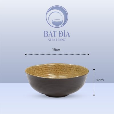 Tô Nông Men Gốm Nâu Đen - 18cmx7cm