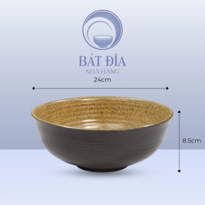 Tô Nông Men Gốm Nâu Đen - 24cmx8.5cm