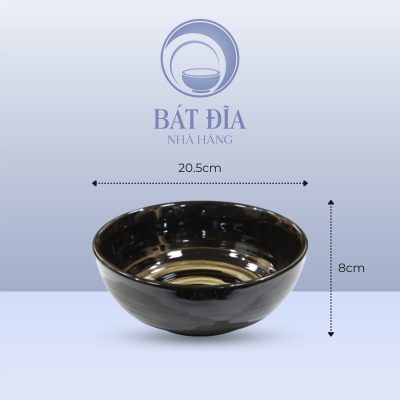 Tô Nông Men Nâu Quét - 20.5cmx8cm
