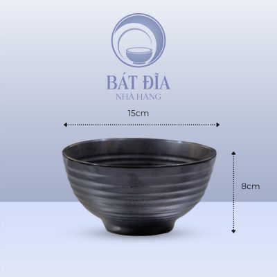 Tô Sâu Men Đen Chấm Sơn - 15cmx8cm