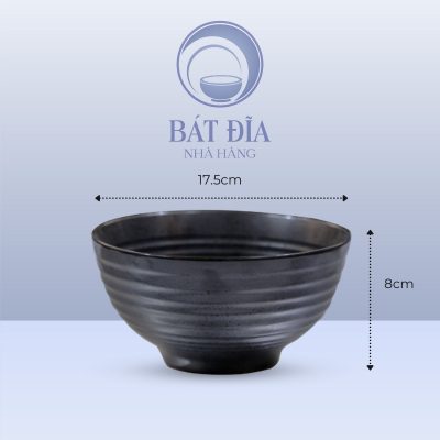 Tô Sâu Men Đen Chấm Sơn - 17.5cmx8cm