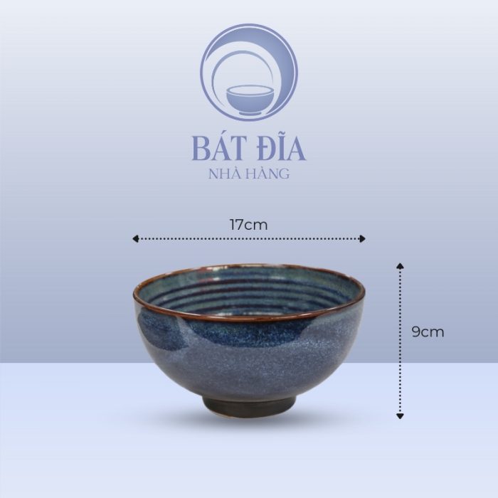 Kích thước Tô Sâu Men Hỏa Biến Xanh