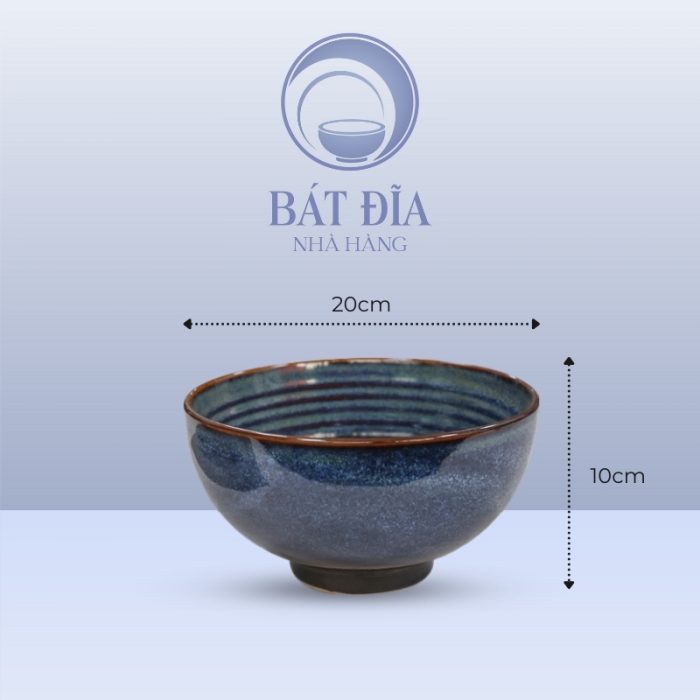 Kích thước Tô Sâu Men Hỏa Biến Xanh