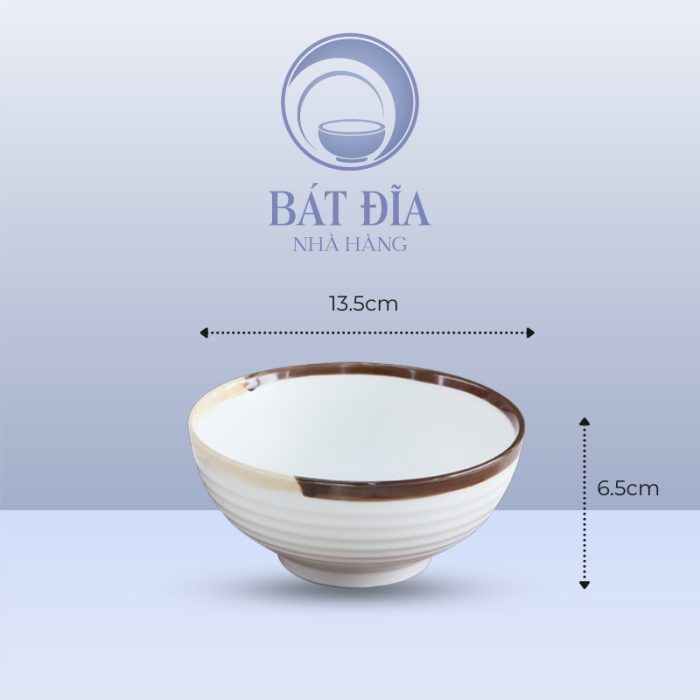 Kích thước Tô Sâu Men Matt Trắng Kẻ Miệng