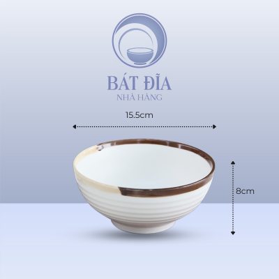 Tô Sâu Men Matt Trắng Kẻ Miệng - 15.5cmx8cm