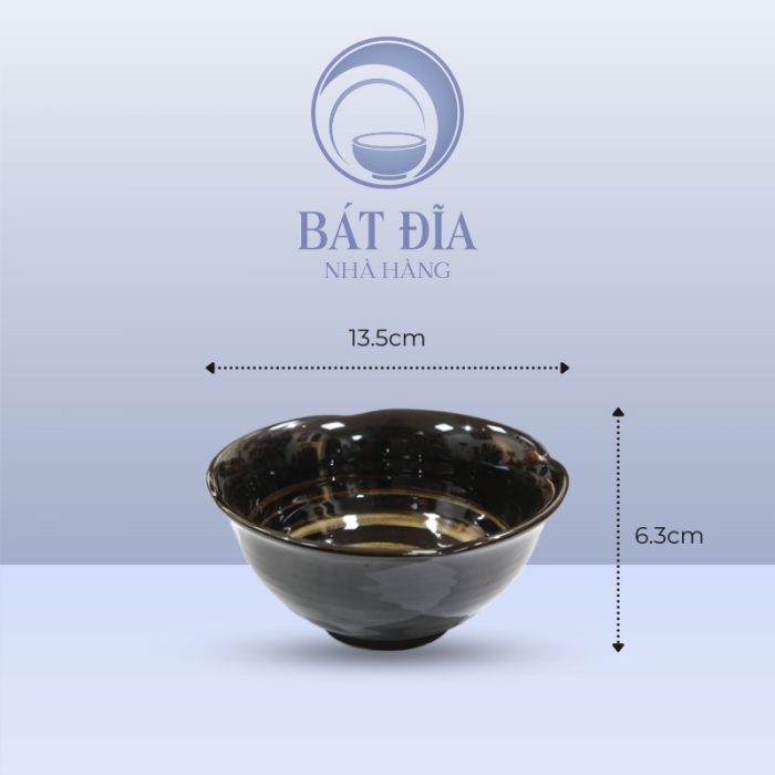 Kích thước Tô Sâu Men Nâu Quét
